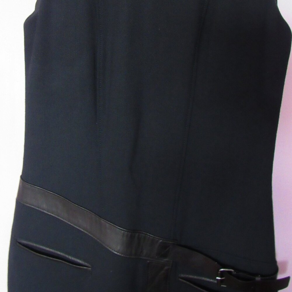 Helmut Lang Dress, Wool Blend, Black , Leather trim. sz. S - Picture 4 of 11